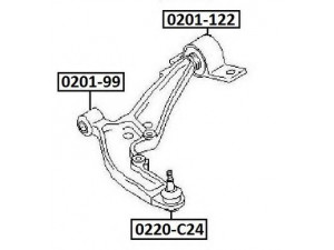 ASVA 0201-122 valdymo svirties/išilginių svirčių įvorė 
 Ašies montavimas/vairavimo mechanizmas/ratai -> Valdymo svirtis/pasukamosios svirties sujungimas -> Montavimas/sutvirtinimas
54500-4N000, 54501-4N000