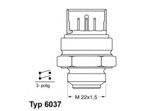 WAHLER 6037.95D temperatūros jungiklis, radiatoriaus ventiliatorius 
 Aušinimo sistema -> Siuntimo blokas, aušinimo skysčio temperatūra
1H0 959 481, 1H0 959 481 B, 7 215 818