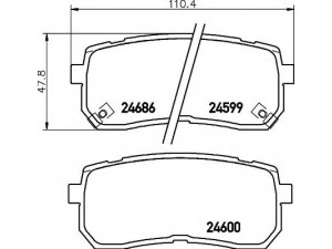 HELLA 8DB 355 013-551 stabdžių trinkelių rinkinys, diskinis stabdys 
 Techninės priežiūros dalys -> Papildomas remontas
583023JA00, 583024HA50, 583024DE00