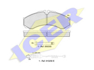 ICER 141208-200 stabdžių trinkelių rinkinys, diskinis stabdys 
 Techninės priežiūros dalys -> Papildomas remontas
299 4086, 299 6091, 424 708 35