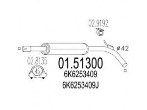 MTS 01.51300 vidurinis duslintuvas 
 Išmetimo sistema -> Duslintuvas
6K6253409, 6K6253409J, 6K6253409Q