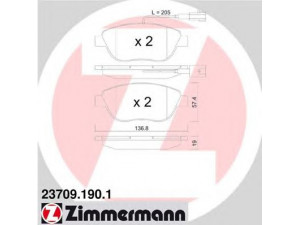 ZIMMERMANN 23709.190.1 stabdžių trinkelių rinkinys, diskinis stabdys 
 Techninės priežiūros dalys -> Papildomas remontas
77365468, 77365810