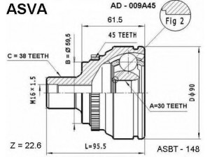 ASVA AD-009A45 jungčių komplektas, kardaninis velenas 
 Ratų pavara -> Sujungimai/komplektas
4A0407305A, 4A0407305F, 4A0407311C