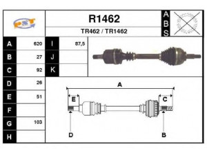 SNRA R1462 kardaninis velenas 
 Ratų pavara -> Kardaninis velenas
8200022321, 8200387550