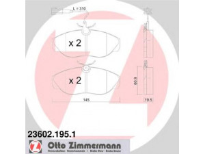 ZIMMERMANN 23602.195.1 stabdžių trinkelių rinkinys, diskinis stabdys 
 Techninės priežiūros dalys -> Papildomas remontas
77362235, 9948626, 425224, 425226