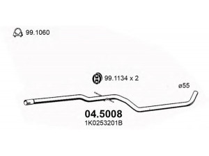 ASSO 04.5008 išleidimo kolektorius 
 Išmetimo sistema -> Išmetimo vamzdžiai
1K0253201B, 5P0253181AA, 5P0253181BB