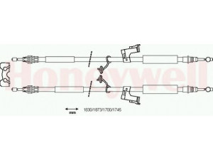 BENDIX 433109B trosas, stovėjimo stabdys 
 Stabdžių sistema -> Valdymo svirtys/trosai
1223579, 1234296, 1237342, 1252675