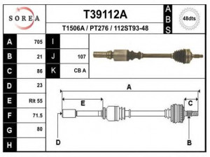 EAI T39112A kardaninis velenas 
 Ratų pavara -> Kardaninis velenas
32737N