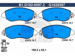GALFER B1.G102-0597.2 stabdžių trinkelių rinkinys, diskinis stabdys 
 Techninės priežiūros dalys -> Papildomas remontas
1135167, 1318139, 4077636