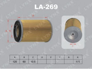 LYNXauto LA-269 oro filtras 
 Techninės priežiūros dalys -> Techninės priežiūros intervalai
1952999, 1958498, 5-14215-017-0
