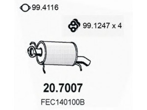 ASSO 20.7007 galinis duslintuvas 
 Išmetimo sistema -> Duslintuvas
F20240100A, F20240100B, F20240100C