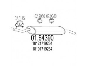 MTS 01.64390 galinis duslintuvas 
 Išmetimo sistema -> Duslintuvas
18101719234, 18121719234