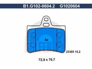 GALFER B1.G102-0604.2 stabdžių trinkelių rinkinys, diskinis stabdys 
 Techninės priežiūros dalys -> Papildomas remontas
4252 17, 4252 90, 4253 34