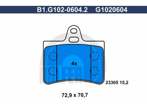 GALFER B1.G102-0604.2 stabdžių trinkelių rinkinys, diskinis stabdys 
 Techninės priežiūros dalys -> Papildomas remontas
4252 17, 4252 90, 4253 34