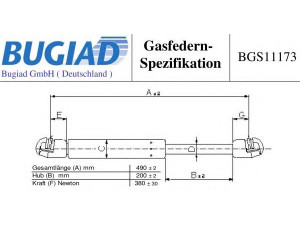 BUGIAD BGS11173 dujinė spyruoklė, bagažinė 
 Priedai -> Bagažinė/pakrovimo skyrius
817701G000, 817801G000