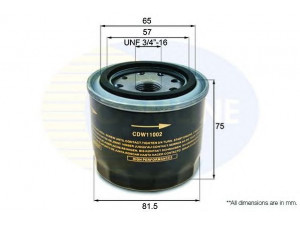 COMLINE CDW11002 alyvos filtras 
 Techninės priežiūros dalys -> Techninės priežiūros intervalai
11501-00550, 15600-87201, 15601-87103