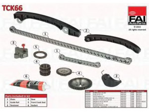 FAI AutoParts TCK66 pavaros grandinės komplektas 
 Variklis -> Variklio uždegimo laiko reguliavimo kontrolė -> Sinchronizavimo grandinė/įtempiklis/kreiptuvas -> Pavaros grandinės komplektas
13028-ED000