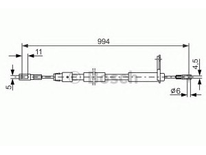 BOSCH 1 987 477 629 trosas, stovėjimo stabdys 
 Stabdžių sistema -> Valdymo svirtys/trosai
170 420 04 85, A 170 420 04 85