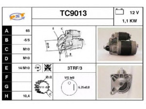 SNRA TC9013 starteris 
 Elektros įranga -> Starterio sistema -> Starteris
M3T30471, 580238, 580239, 91507477
