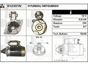 EDR 912301N starteris 
 Elektros įranga -> Starterio sistema -> Starteris
M2T40081, M2T47281, M3T22581, M3T22582