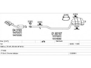 MTS C220001000003 išmetimo sistema 
 Išmetimo sistema -> Išmetimo sistema, visa
