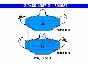 ATE 13.0460-4957.2 stabdžių trinkelių rinkinys, diskinis stabdys 
 Techninės priežiūros dalys -> Papildomas remontas
60 25 308 186, 77 01 203 124, 77 01 203 633