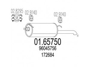 MTS 01.65750 galinis duslintuvas 
 Išmetimo sistema -> Duslintuvas
172684, 96045756