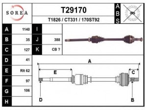 EAI T29170 kardaninis velenas 
 Ratų pavara -> Kardaninis velenas
71791003, 1349785080, 3273PP, 3273PQ