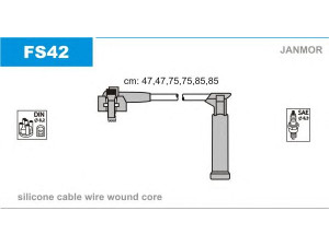 JANMOR FS42 uždegimo laido komplektas 
 Kibirkšties / kaitinamasis uždegimas -> Uždegimo laidai/jungtys