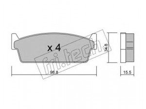 fri.tech. 509.0 stabdžių trinkelių rinkinys, diskinis stabdys 
 Techninės priežiūros dalys -> Papildomas remontas
44060-44F85