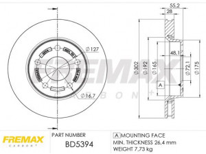 FREMAX BD-5394 stabdžių diskas 
 Stabdžių sistema -> Diskinis stabdys -> Stabdžių diskas
52060137AB