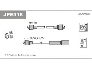JANMOR JPE316 uždegimo laido komplektas 
 Kibirkšties / kaitinamasis uždegimas -> Uždegimo laidai/jungtys
33705-85220