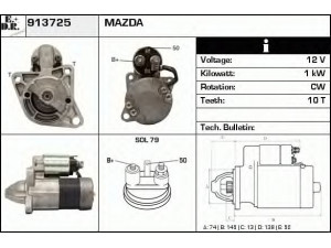EDR 913725 starteris 
 Elektros įranga -> Starterio sistema -> Starteris
F7RU-11000-AA, FP13-18-400, FP34-18-400A