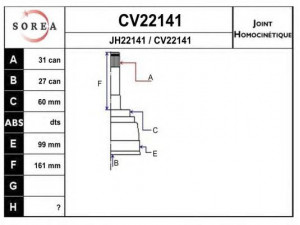 EAI CV22141K jungčių komplektas, kardaninis velenas