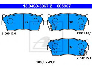 ATE 13.0460-5967.2 stabdžių trinkelių rinkinys, diskinis stabdys 
 Techninės priežiūros dalys -> Papildomas remontas
55200-60A41, 55200-63810