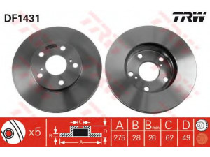TRW DF1431 stabdžių diskas 
 Dviratė transporto priemonės -> Stabdžių sistema -> Stabdžių diskai / priedai
4351206020, 4351206030, 4351206031