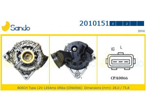 SANDO 2010151.2 kintamosios srovės generatorius 
 Elektros įranga -> Kint. sr. generatorius/dalys -> Kintamosios srovės generatorius
12311432979, 12311432980, 12311432981