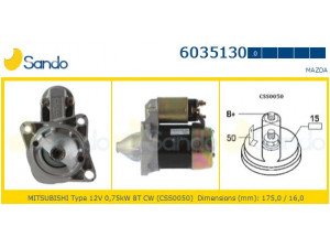 SANDO 6035130.0 starteris 
 Elektros įranga -> Starterio sistema -> Starteris
B35918400, B35918400A, E30118400