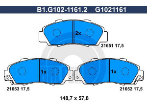 GALFER B1.G102-1161.2 stabdžių trinkelių rinkinys, diskinis stabdys 
 Techninės priežiūros dalys -> Papildomas remontas
45022-S10-A00, 45022-S10-A01, 45022-S10-A02