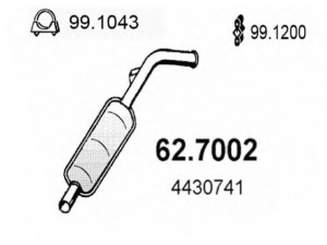 ASSO 62.7002 galinis duslintuvas 
 Išmetimo sistema -> Duslintuvas
4430741, 4430741