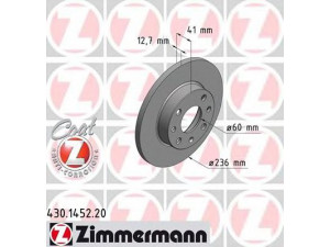 ZIMMERMANN 430.1452.20 stabdžių diskas 
 Dviratė transporto priemonės -> Stabdžių sistema -> Stabdžių diskai / priedai
569 013, 569 030, 93 182 290, 93 182 311