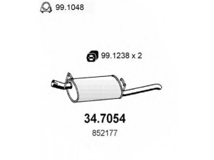 ASSO 34.7054 galinis duslintuvas 
 Išmetimo sistema -> Duslintuvas
852174, 852177, 852416EX, 90010447