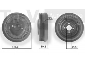 TREVI AUTOMOTIVE PC1066 skriemulys, alkūninis velenas 
 Diržinė pavara -> Dirželio skriemulys
045105243B, 045105243B, 045105243B