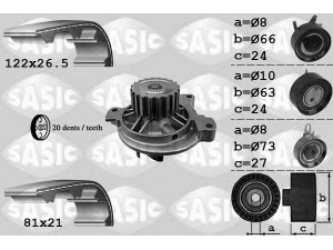 SASIC 3906049 vandens siurblio ir paskirstymo diržo komplektas 
 Aušinimo sistema -> Vandens siurblys/tarpiklis -> Vandens siurblys
074121005MX+074198119Q