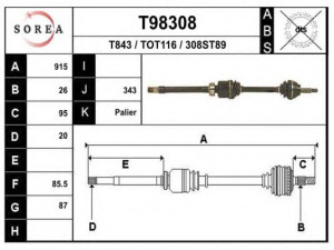 EAI T98308 kardaninis velenas 
 Ratų pavara -> Kardaninis velenas