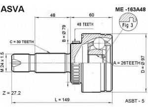 ASVA ME-163A48 jungčių komplektas, kardaninis velenas 
 Ratų pavara -> Sujungimai/komplektas
1633300401, 1633300501