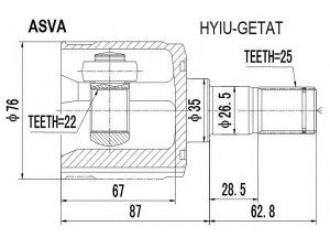 ASVA HYIU-GETAT jungčių komplektas, kardaninis velenas 
 Ratų pavara -> Sujungimai/komplektas
49505-1CC00, 49605-1CA00, 49505-1CC00