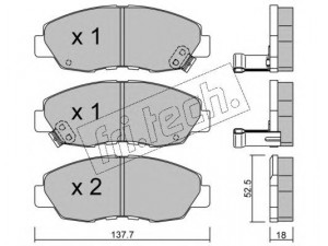 fri.tech. 393.0 stabdžių trinkelių rinkinys, diskinis stabdys 
 Techninės priežiūros dalys -> Papildomas remontas
45022-SM4-A00, 45022-SM4-A01