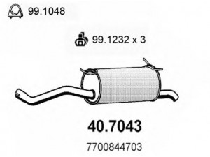 ASSO 40.7043 galinis duslintuvas 
 Išmetimo sistema -> Duslintuvas
7700426199, 7700426487, 7700437283