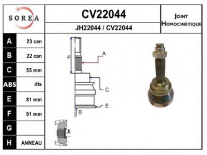 EAI CV22044K jungčių komplektas, kardaninis velenas 
 Ratų pavara -> Sujungimai/komplektas